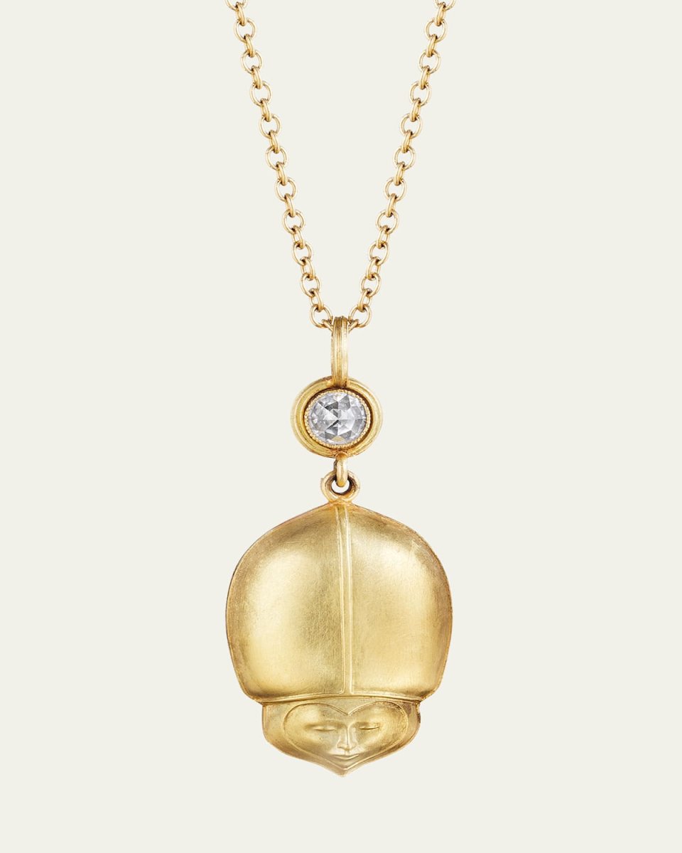 Ladybug Pendant 18K Yg, Sapphire, Rose Cut Diamond 0.15Ct